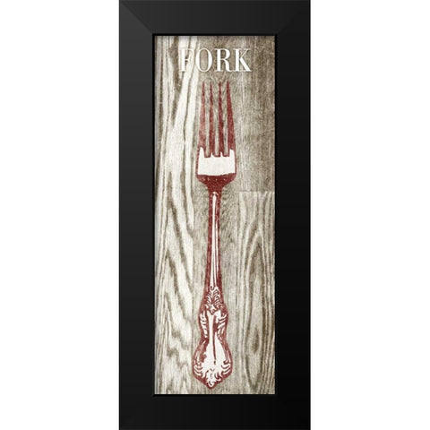 Fork and Spoon on Wood I Black Modern Wood Framed Art Print by Studio, Sd Graphics