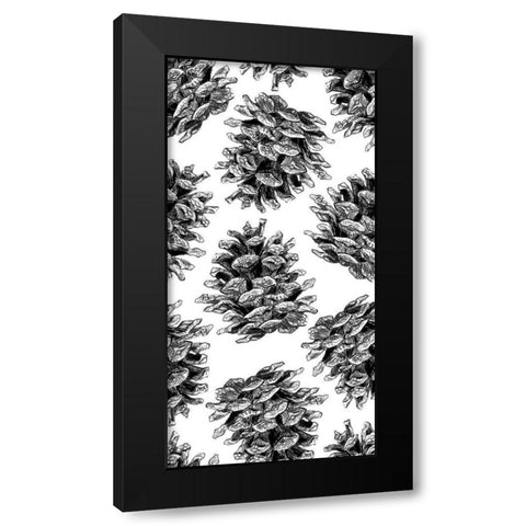 Pinecone Pattern BandW Black Modern Wood Framed Art Print by Baliko, Linda