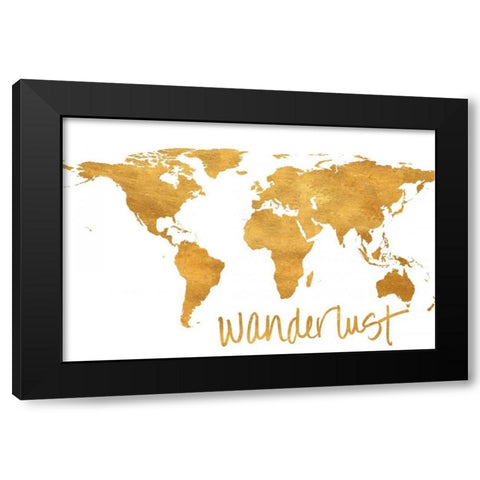 Wanderlust Map Black Modern Wood Framed Art Print with Double Matting by Studio, Sd Graphics