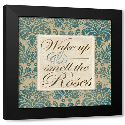 Wake Up And Smell The Roses Black Modern Wood Framed Art Print with Double Matting by Medley, Elizabeth