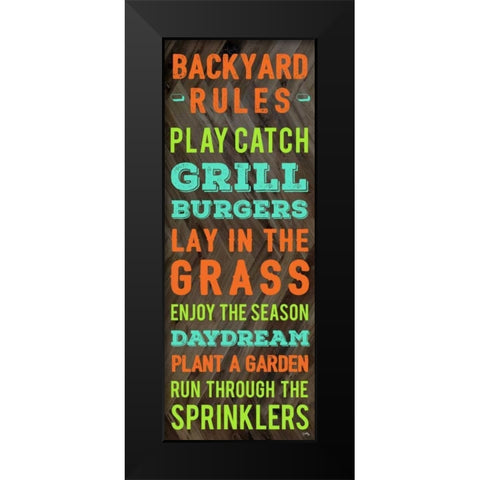 Backyard Rules Black Modern Wood Framed Art Print by Medley, Elizabeth