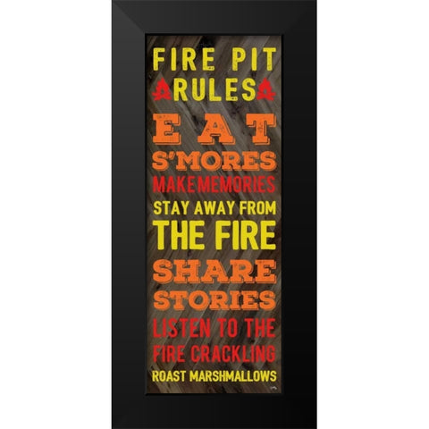 Fire Pit Rules Black Modern Wood Framed Art Print by Medley, Elizabeth