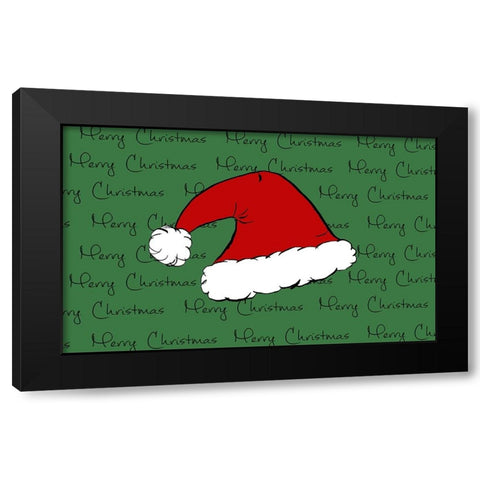 Santa Hat Black Modern Wood Framed Art Print with Double Matting by SD Graphics Studio