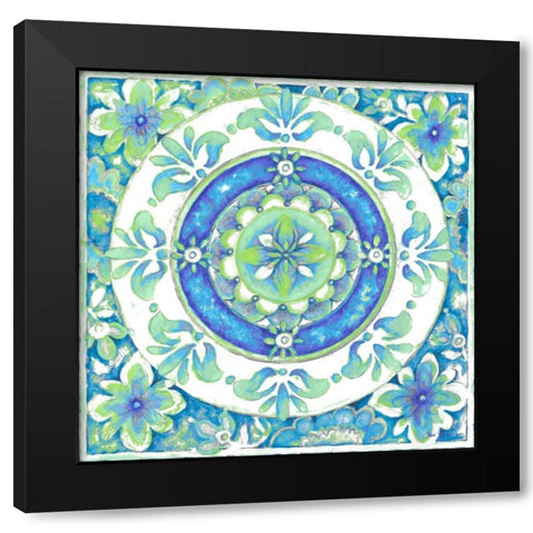 Azurite Medallion II Black Modern Wood Framed Art Print by Gaynor, Janice