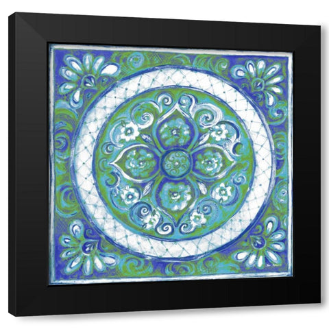 Azurite Medallion III Black Modern Wood Framed Art Print with Double Matting by Gaynor, Janice