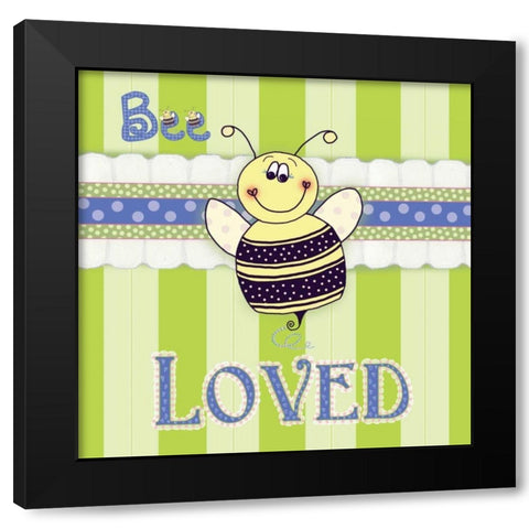 Bee Border I Black Modern Wood Framed Art Print with Double Matting by Metz, Andi