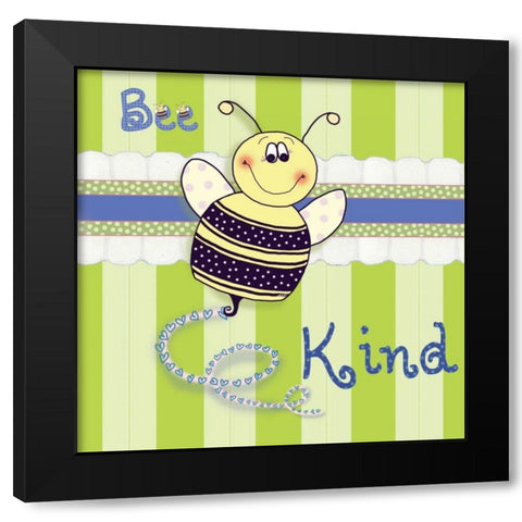 Bee Border II Black Modern Wood Framed Art Print by Metz, Andi
