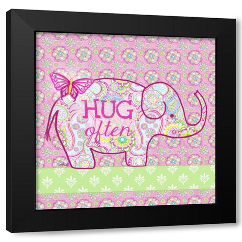 Elephant Border I Black Modern Wood Framed Art Print with Double Matting by Metz, Andi