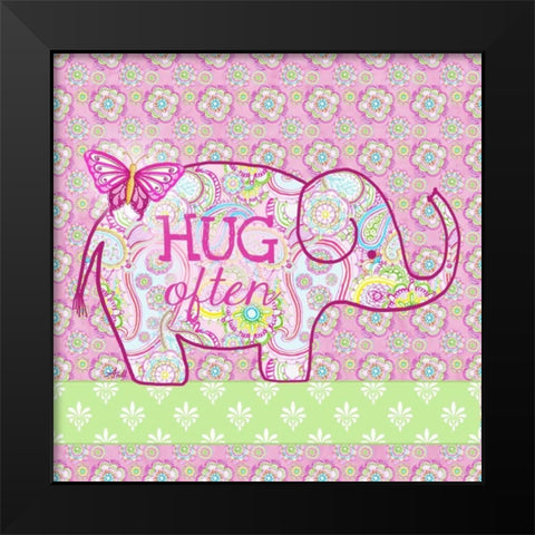 Elephant Border I Black Modern Wood Framed Art Print by Metz, Andi