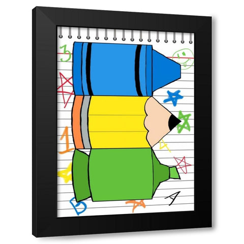 School Scribble I Black Modern Wood Framed Art Print with Double Matting by SD Graphics Studio