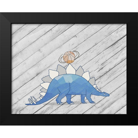 Dino Basketball I Black Modern Wood Framed Art Print by SD Graphics Studio