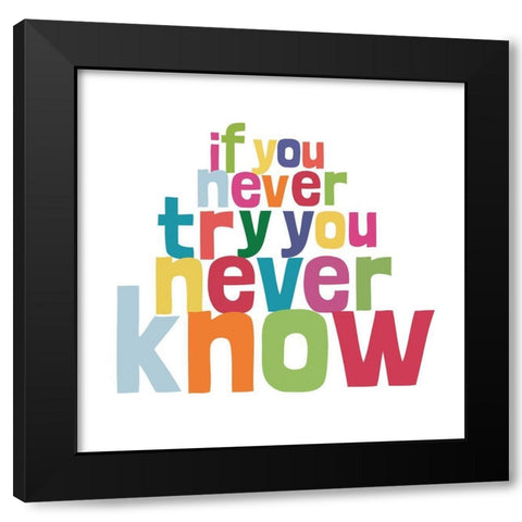 Happy Words III Black Modern Wood Framed Art Print by SD Graphics Studio