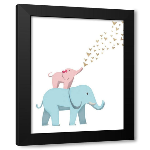Elephant Love Black Modern Wood Framed Art Print with Double Matting by SD Graphics Studio