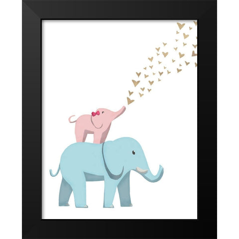 Elephant Love Black Modern Wood Framed Art Print by SD Graphics Studio