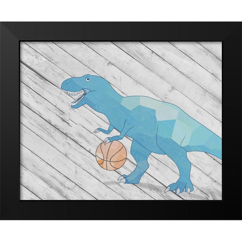 Dino Basketball II Black Modern Wood Framed Art Print by SD Graphics Studio
