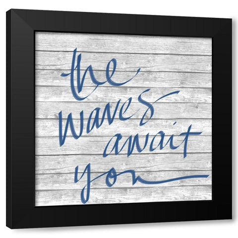 Waves and Ocean II Black Modern Wood Framed Art Print by SD Graphics Studio
