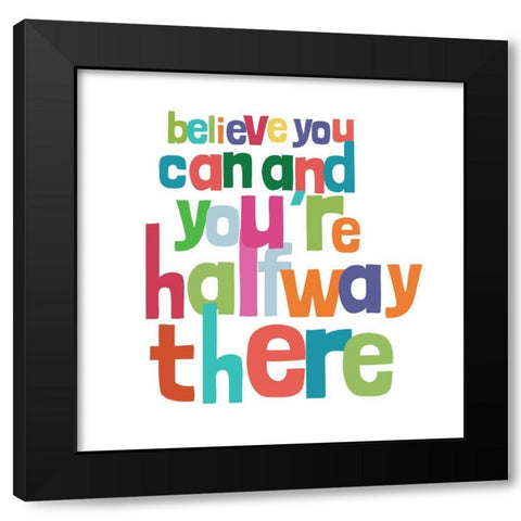 Happy Words II Black Modern Wood Framed Art Print by SD Graphics Studio