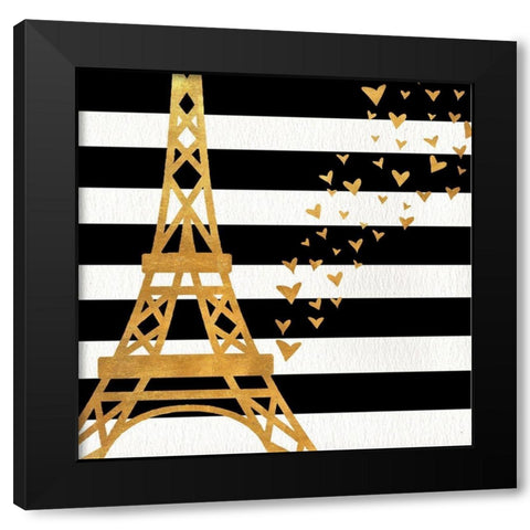 Eiffel Tower Love Black Modern Wood Framed Art Print with Double Matting by SD Graphics Studio