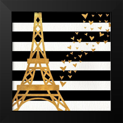 Eiffel Tower Love Black Modern Wood Framed Art Print by SD Graphics Studio