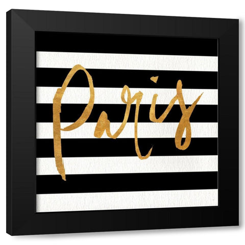 Gold Paris Collection I Black Modern Wood Framed Art Print by SD Graphics Studio