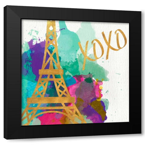 Watercolor Icons I Black Modern Wood Framed Art Print by SD Graphics Studio