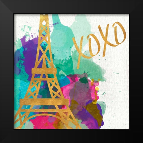 Watercolor Icons I Black Modern Wood Framed Art Print by SD Graphics Studio