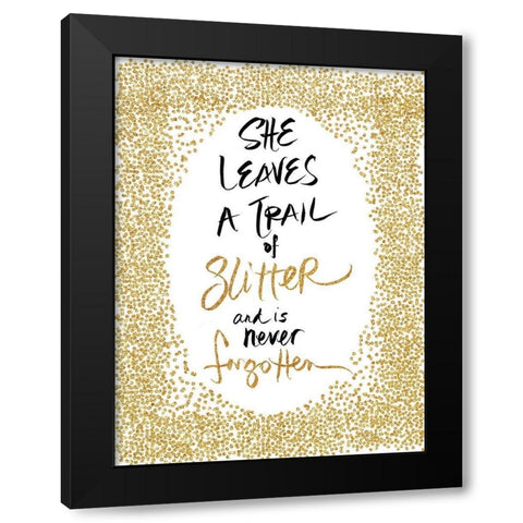 Trail of Glitter Black Modern Wood Framed Art Print by SD Graphics Studio