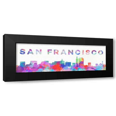 San Francisco Watercolor Skyline Black Modern Wood Framed Art Print by SD Graphics Studio