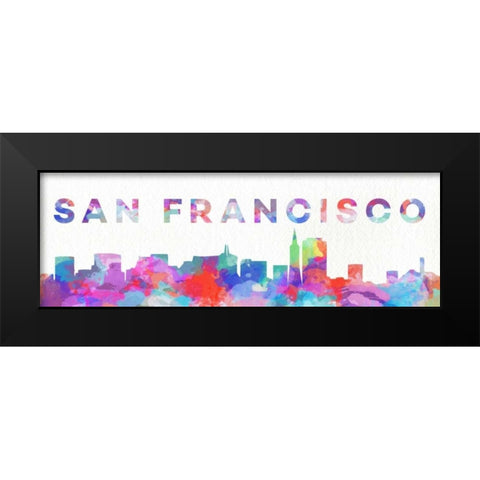 San Francisco Watercolor Skyline Black Modern Wood Framed Art Print by SD Graphics Studio