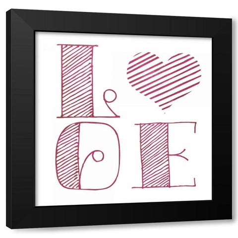 Love Heart Pink Black Modern Wood Framed Art Print by Studio, Sd Graphics