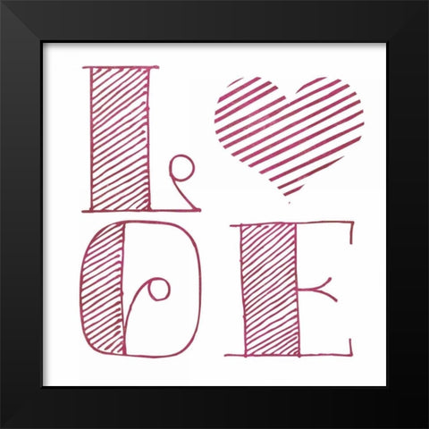 Love Heart Pink Black Modern Wood Framed Art Print by Studio, Sd Graphics