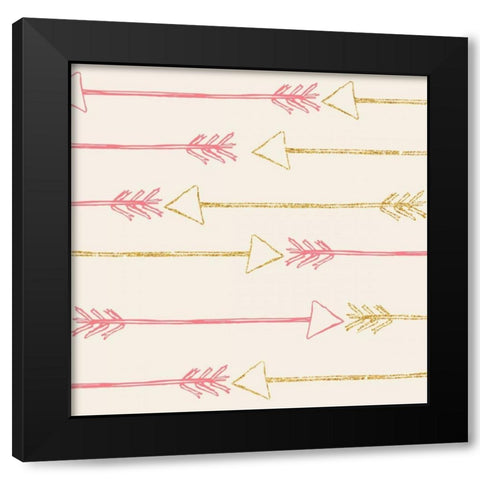 Pink and Gold Arrows Black Modern Wood Framed Art Print by SD Graphics Studio