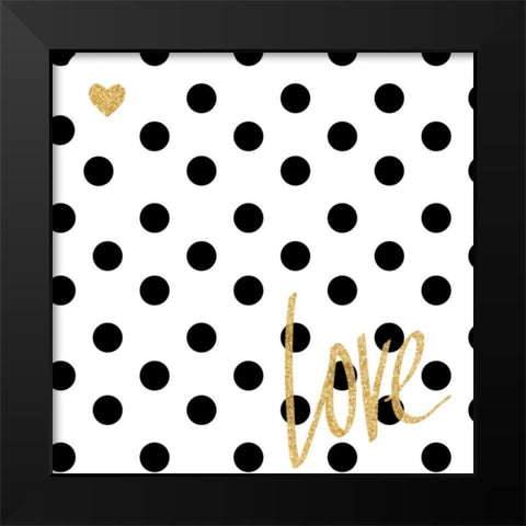 Love with Dots Black Modern Wood Framed Art Print by SD Graphics Studio