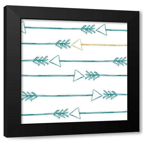 Teal and Gold Arrows Black Modern Wood Framed Art Print by SD Graphics Studio