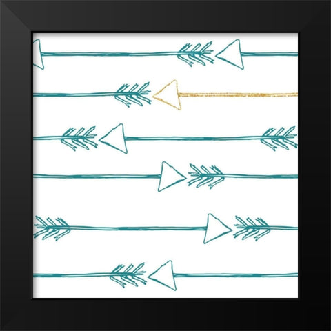 Teal and Gold Arrows Black Modern Wood Framed Art Print by SD Graphics Studio
