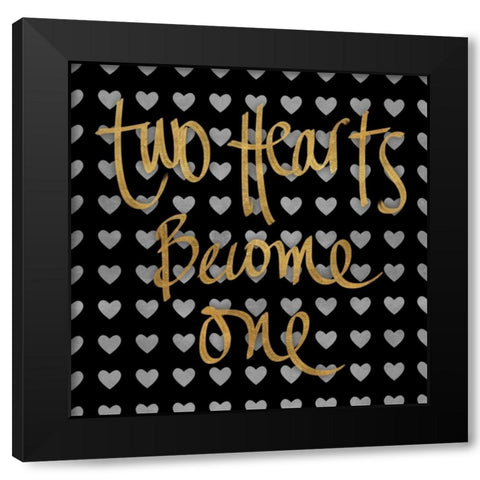Two Hearts Become One Pattern Black Modern Wood Framed Art Print by Studio, Sd Graphics