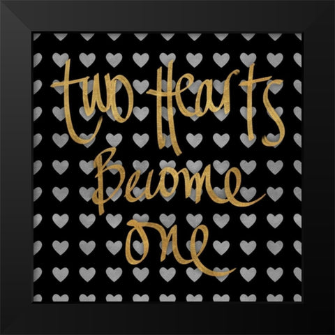 Two Hearts Become One Pattern Black Modern Wood Framed Art Print by Studio, Sd Graphics
