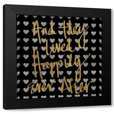 Happily Ever After Pattern Black Modern Wood Framed Art Print with Double Matting by Studio, Sd Graphics