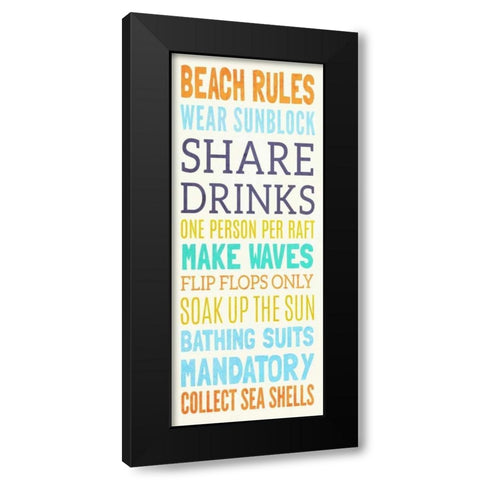 Beach Rules I Black Modern Wood Framed Art Print by Studio, Sd Graphics