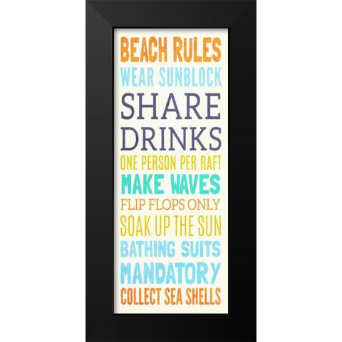Beach Rules I Black Modern Wood Framed Art Print by Studio, Sd Graphics