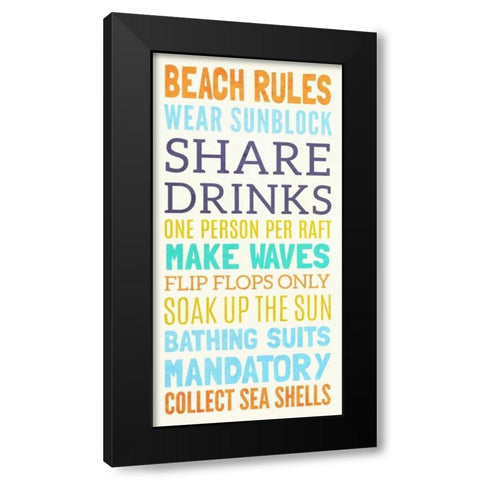 Beach Rules I Black Modern Wood Framed Art Print with Double Matting by SD Graphics Studio