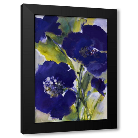 Dark Violetti Flowers II Black Modern Wood Framed Art Print by Loreth, Lanie