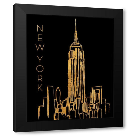 New York on Black Black Modern Wood Framed Art Print by Biscardi, Nicholas