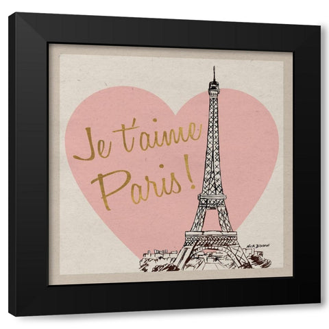 Je taime Paris! Black Modern Wood Framed Art Print by Biscardi, Nicholas