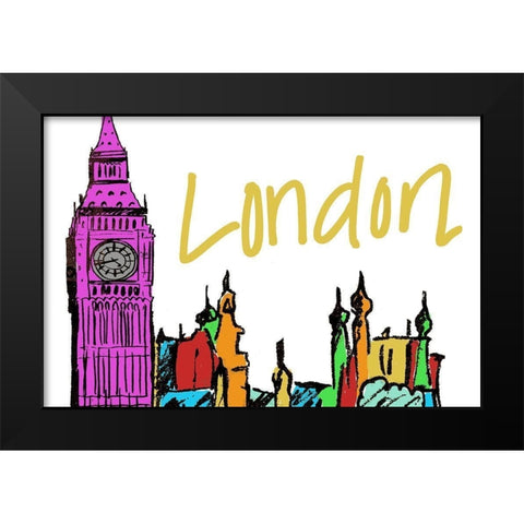 Vibrant London Black Modern Wood Framed Art Print by Biscardi, Nicholas