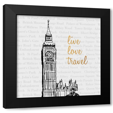 Live Love Travel Black Modern Wood Framed Art Print with Double Matting by Biscardi, Nicholas