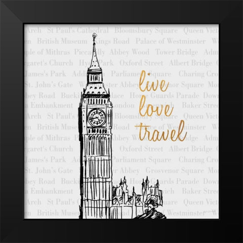 Live Love Travel Black Modern Wood Framed Art Print by Biscardi, Nicholas