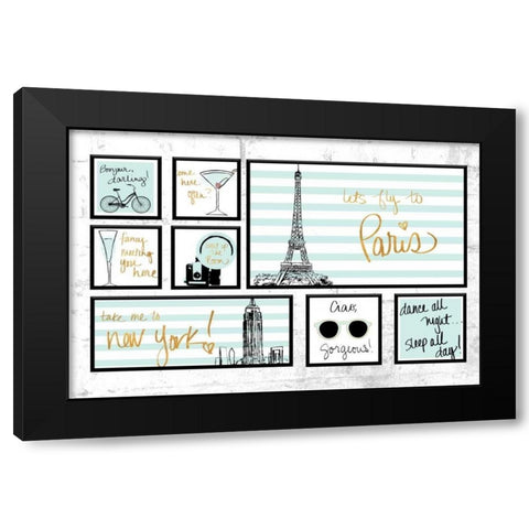 Travel Pack Teal Black Modern Wood Framed Art Print by Biscardi, Nicholas