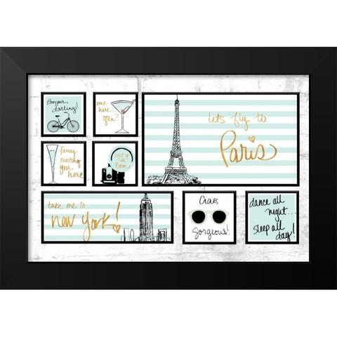 Travel Pack Teal Black Modern Wood Framed Art Print by Biscardi, Nicholas