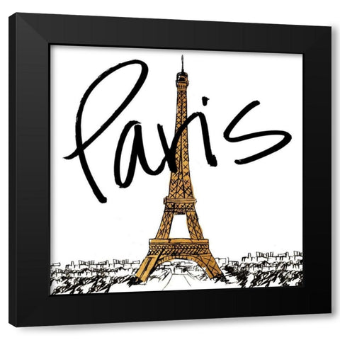 Gold Eiffel in Paris Black Modern Wood Framed Art Print with Double Matting by Biscardi, Nicholas